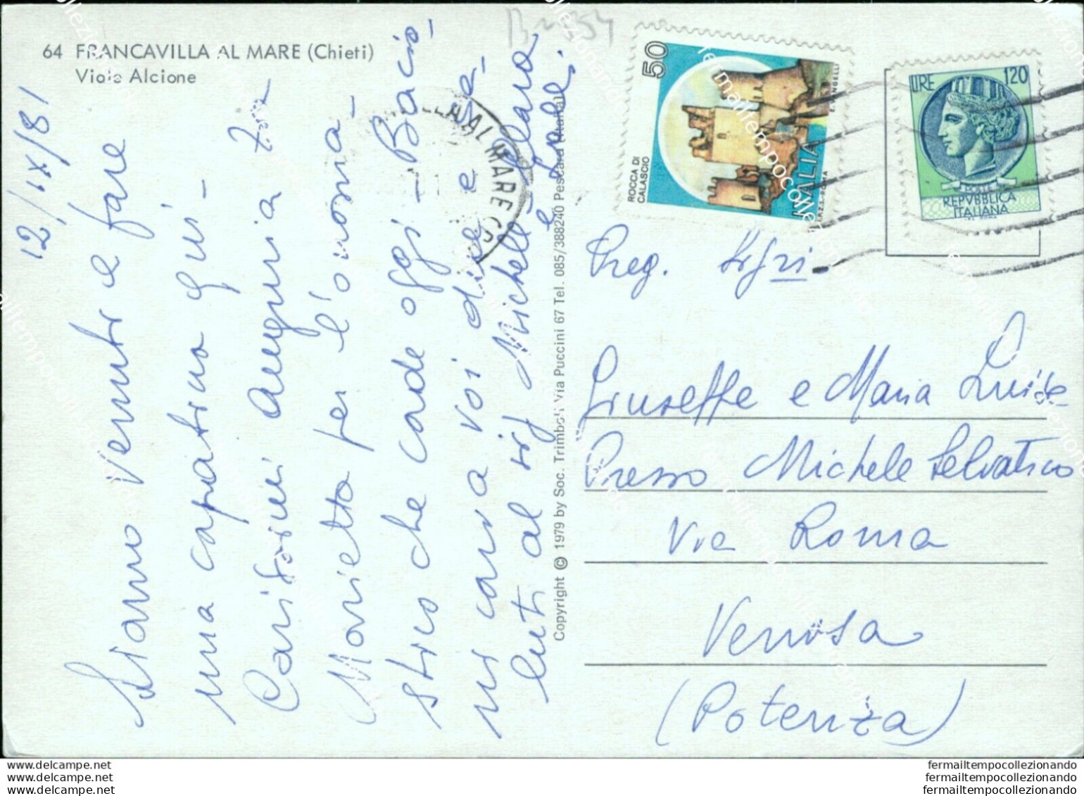 Bn554 Cartolina Francavilla Al Mare Viale Alcione Provincia Di Chieti - Chieti