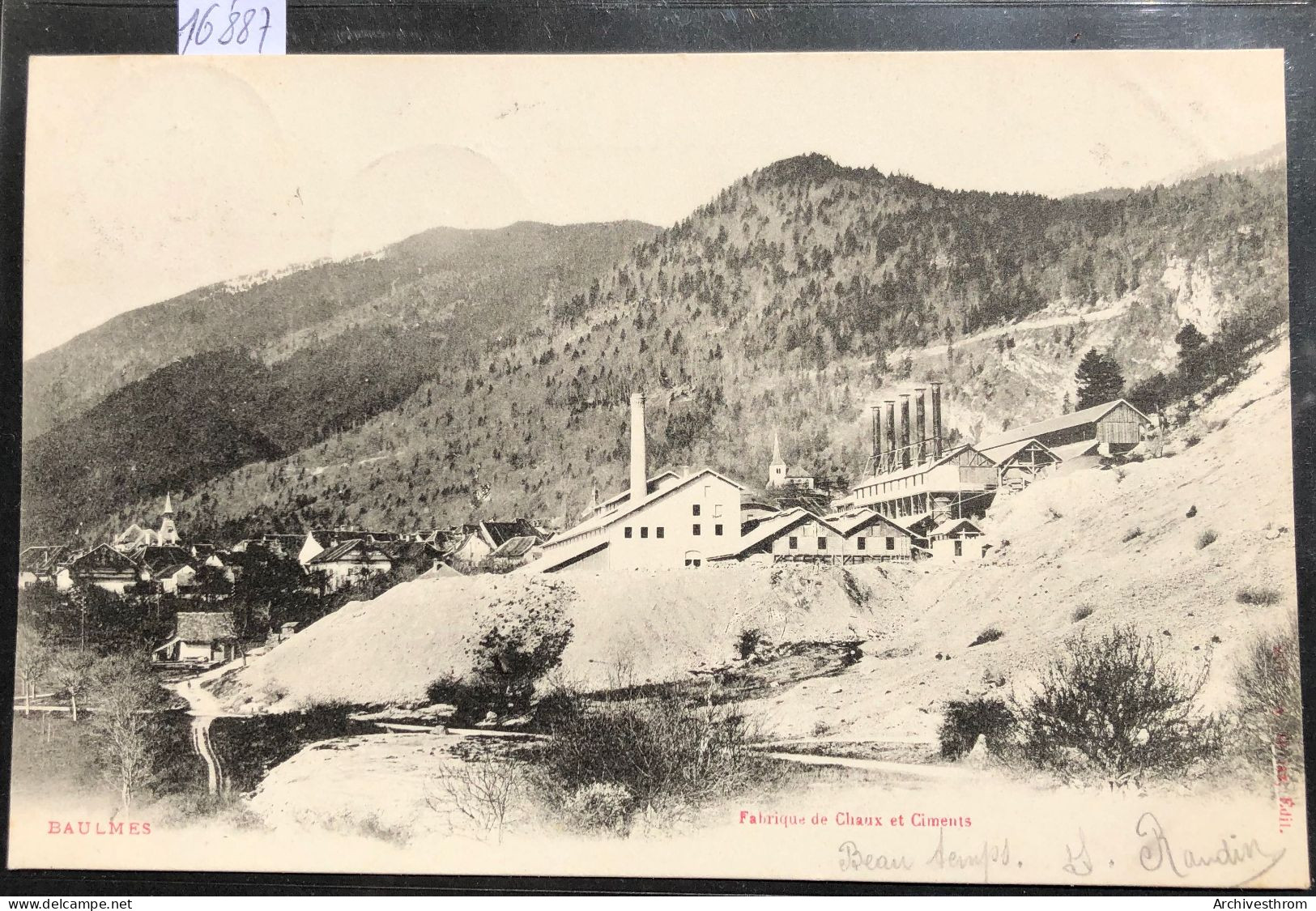 Baulmes (Vaud) La Fabrique De Chaux Et Ciments, Vers 1900 (16'887) - Baulmes