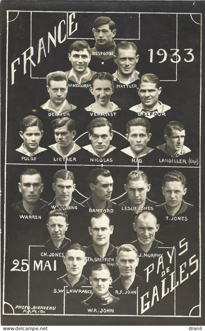 Football - Format 8.7X14 Cm - Equipes FRANCE - PAYS De GALLES - 25 Mai 1933 - Non Classés