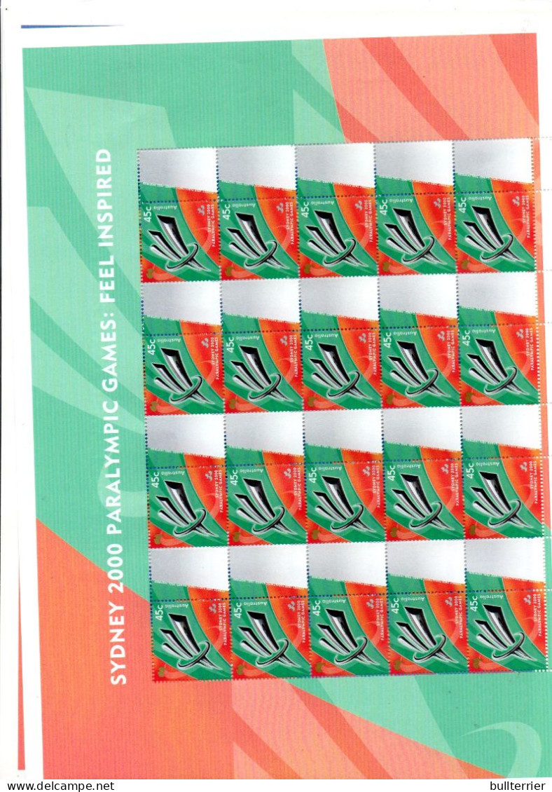 OLYMPICS - AUSTRALIA - 2000- PARALYMPICS SET OF 2 IN FOLDED SHEETS OF 20  MINT NEVER HINGED SG £22 5 - Ete 2000: Sydney