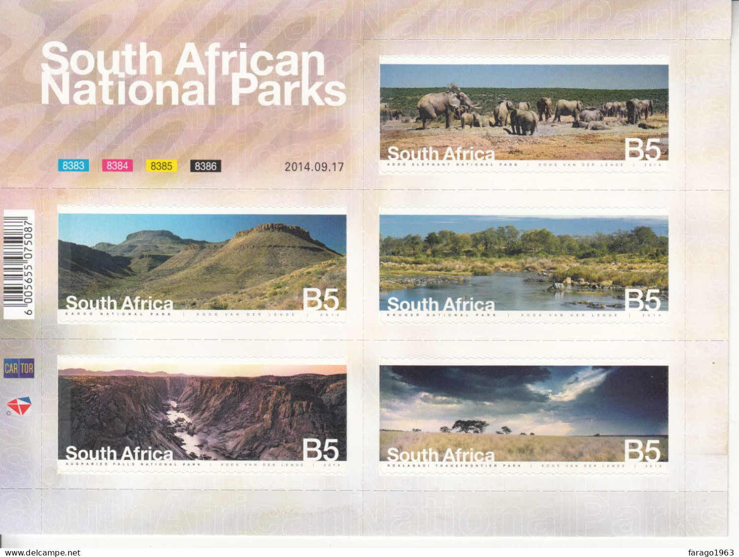 2014 South Africa National Parks Elephants Souvenir Sheet MNH - Neufs