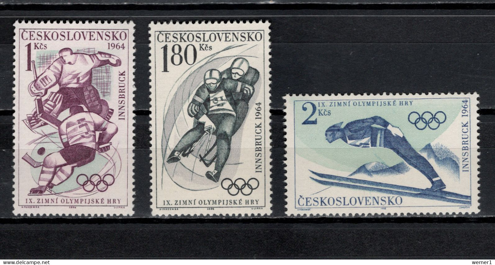 Czechoslovakia 1964 Olympic Games Innsbruck Set Of 3 MNH - Inverno1964: Innsbruck
