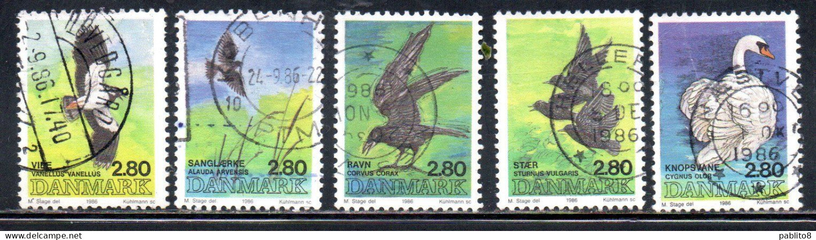 DANEMARK DANMARK DENMARK DANIMARCA 1986 NATIONAL BIRDS CANDIDATES COMPLETE SET SERIE COMPLETA USED USATO OBLITERE' - Gebruikt