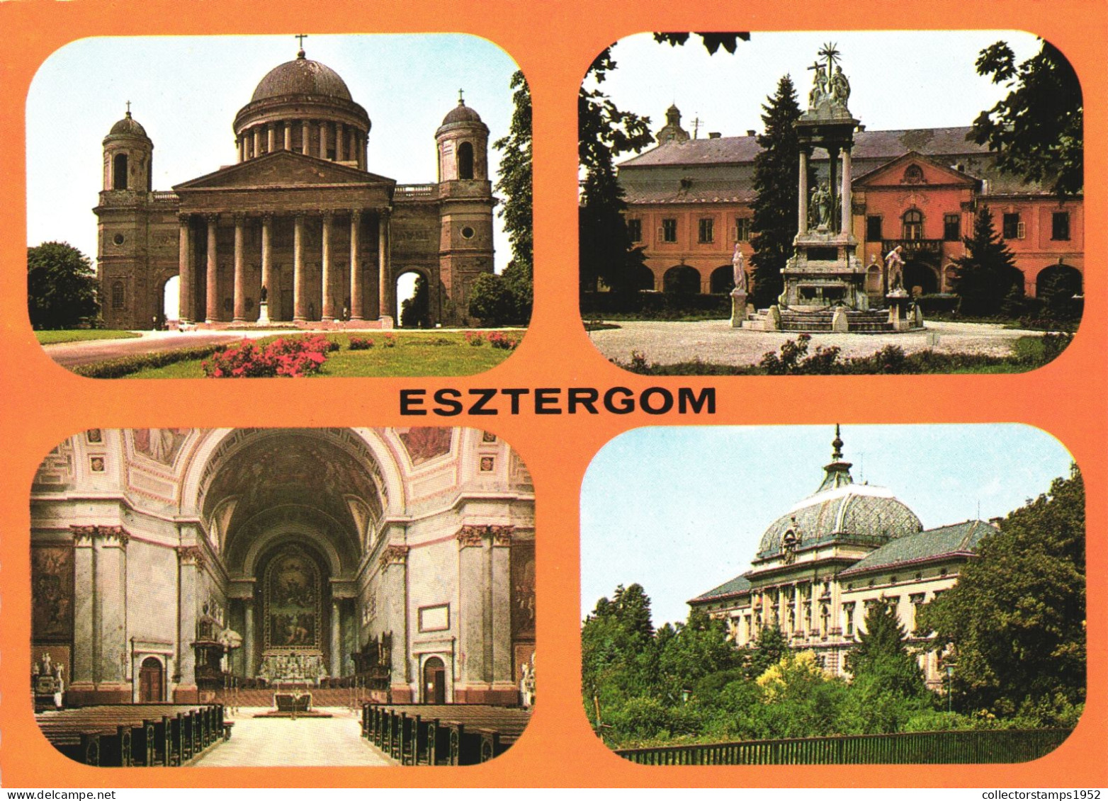 ESZTERGOM, MULTIPLE VIEWS, ARCHITECTURE, GARDEN, CHURCH, STATUE, HUNGARY, POSTCARD - Hungary
