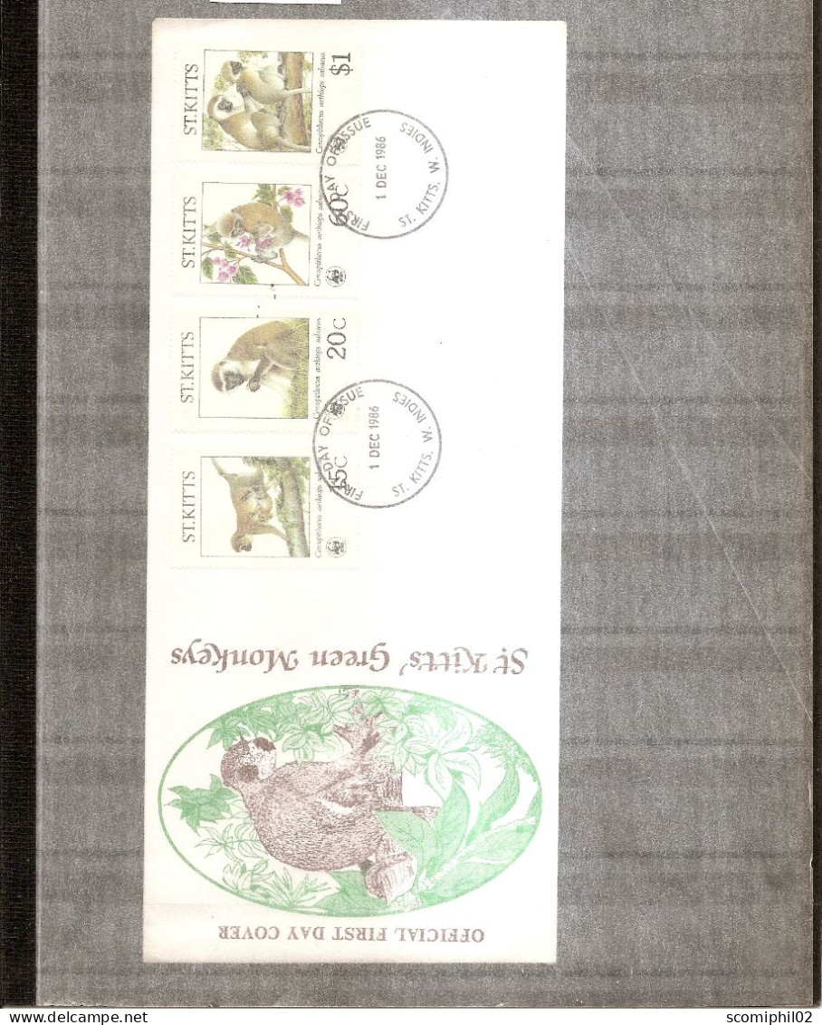 Saint - Christophe - WWF - Singes ( FDC De 1986 à Voir) - St.Kitts-et-Nevis ( 1983-...)