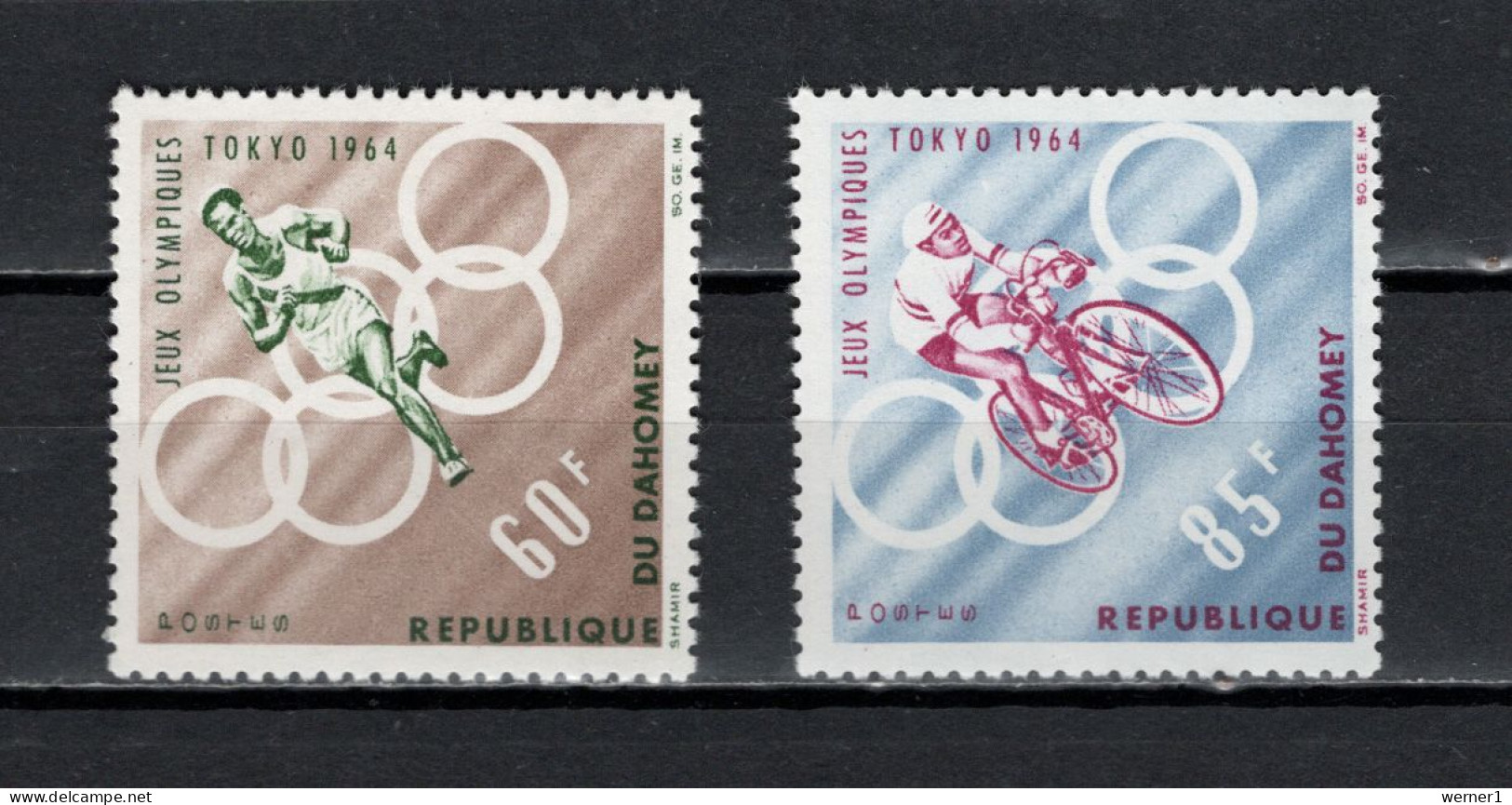 Dahomey 1964 Olympic Games Tokyo, Athletics, Cycling Set Of 2 MNH - Estate 1964: Tokio