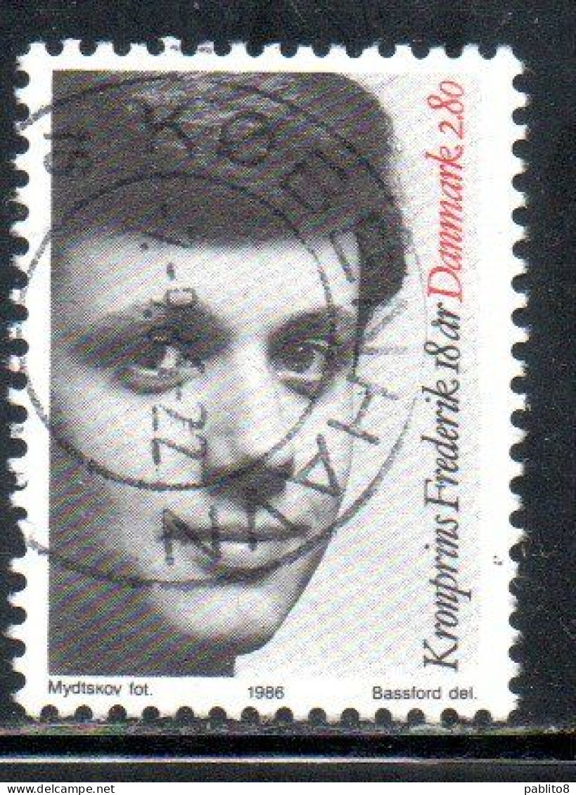 DANEMARK DANMARK DENMARK DANIMARCA 1986 CROWN PRINCE FREDERIK 18th BIRTHDAY 2.80k USED USATO OBLITERE' - Oblitérés