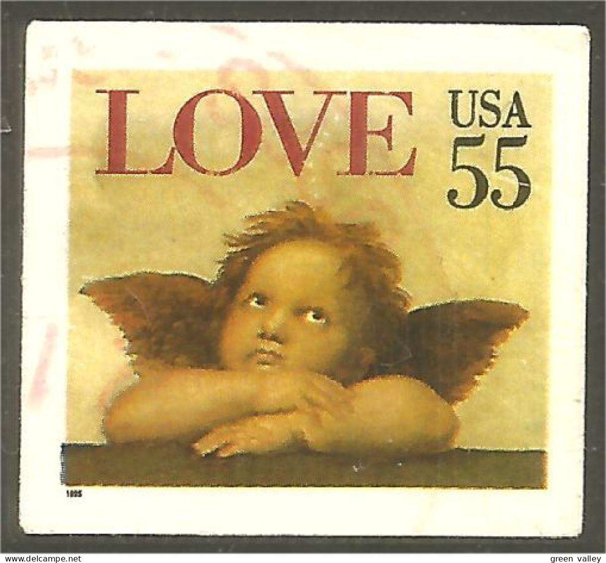 XW01-0517 USA 1995 Love 55c Ange Angel Cherub Chérubin Die-cut Adhesive - Oblitérés