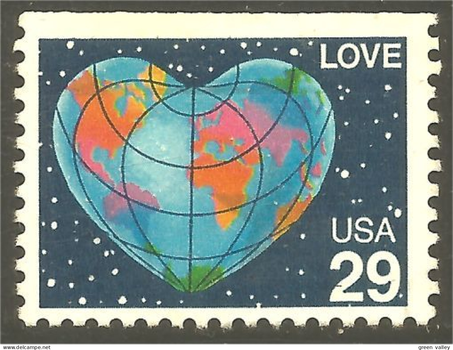 XW01-0501 USA 1991 Earth Terre Globe Love Map Carte - Gebraucht