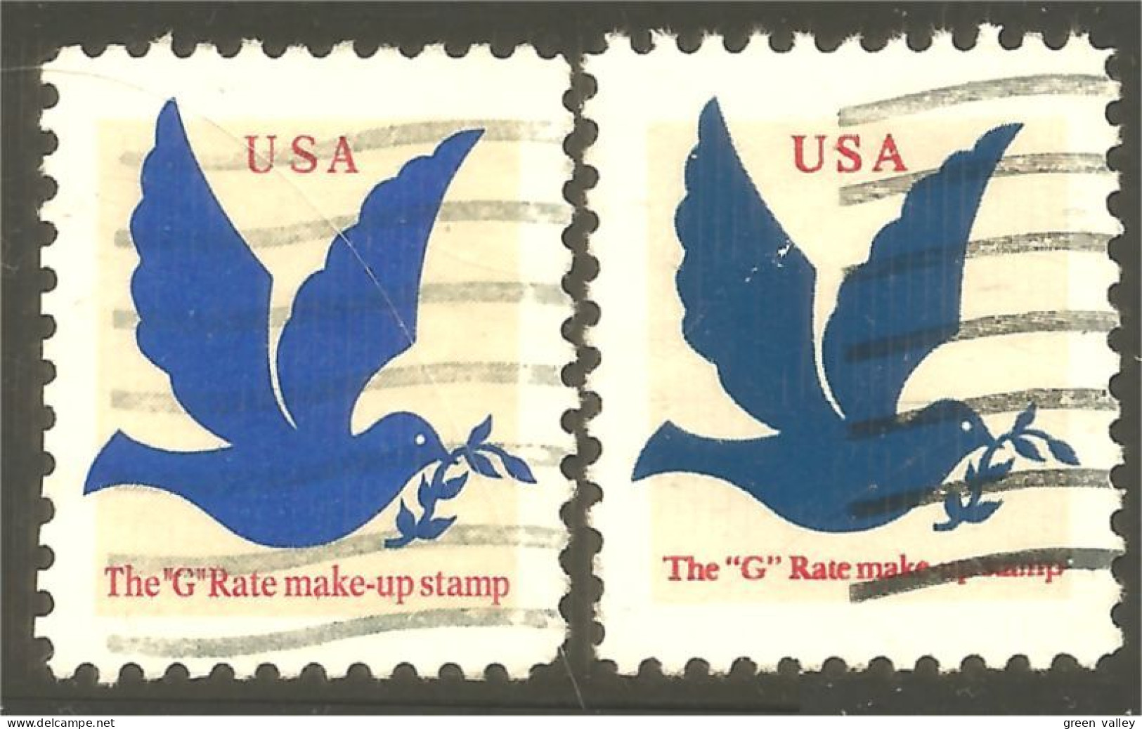 XW01-0507 USA 1994 G-stamp Colombe Dove Paloma Taube 2 Colors Light Dark Blue - Oblitérés