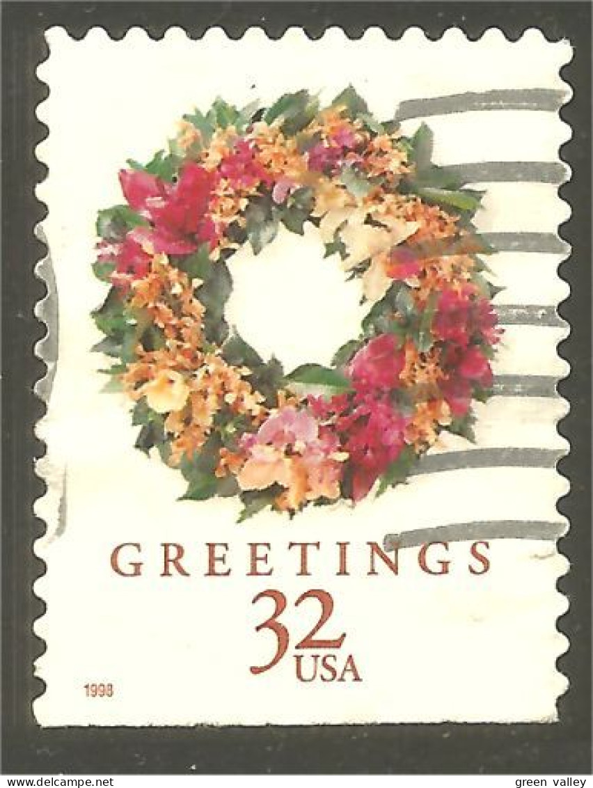 XW01-0480 USA 1998 Greetings Couronne Fleurs Wreath - Oblitérés