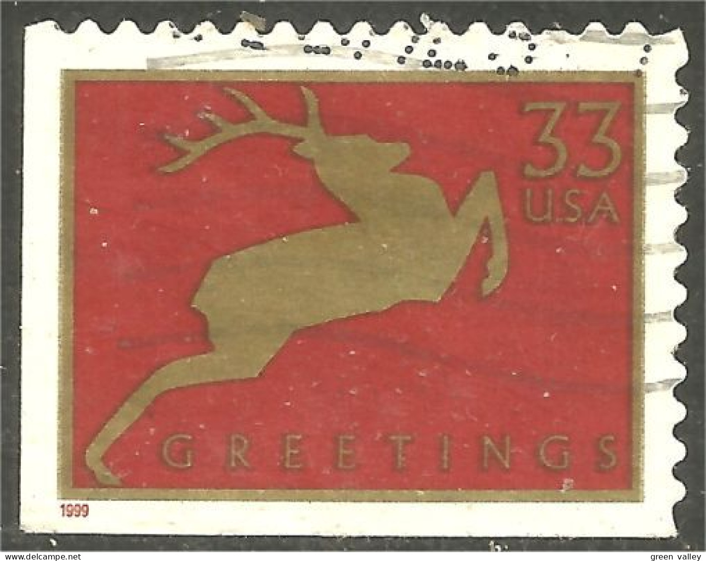 XW01-0477 USA 1999 Greetings Deer Chevreuil Hirsch Cervo - Gebraucht