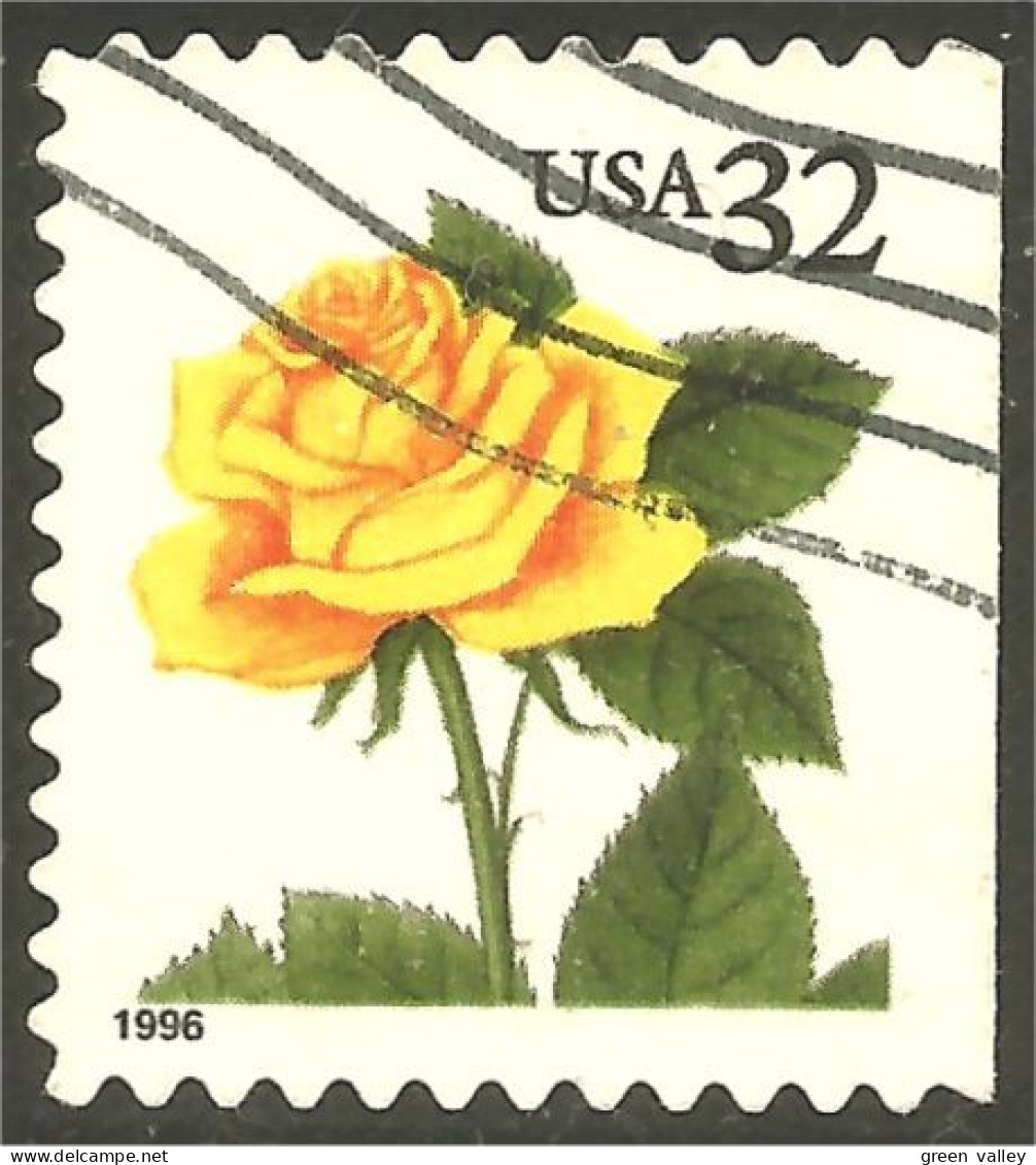 XW01-0454 USA 1996 Yellow Rose Jaune Side Booklet Carnet Côté - Roses