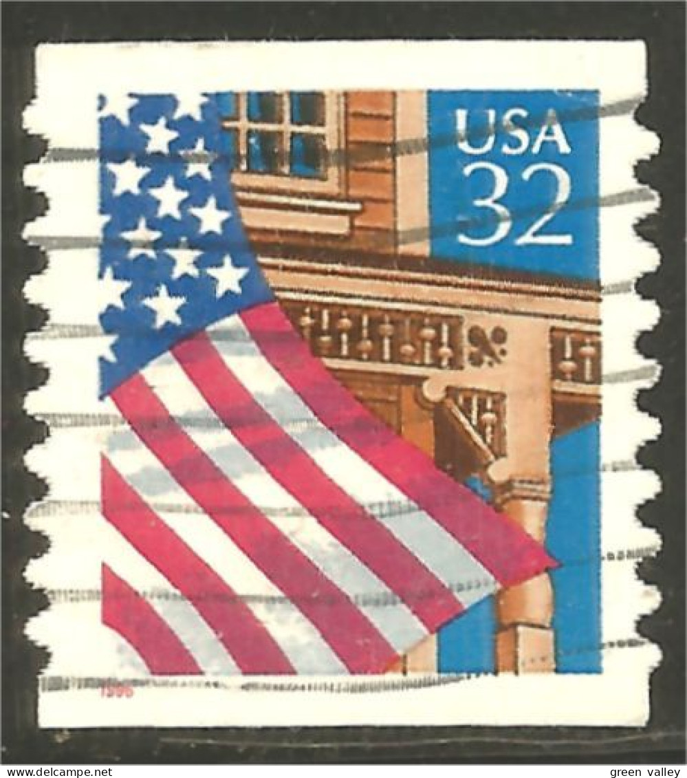 XW01-0450 USA 1996 Drapeau Flag Over Porch Coil Roulette - Sellos