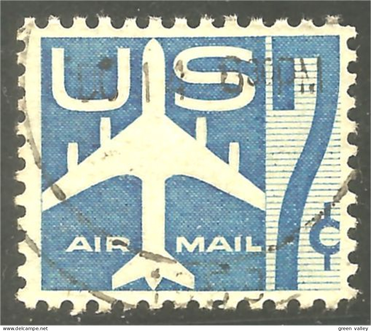 XW01-0444 USA 1958 Airmail Silhouette Avion Airplane Airliner Flugzeug Aereo 7c Blue - 2a. 1941-1960 Oblitérés