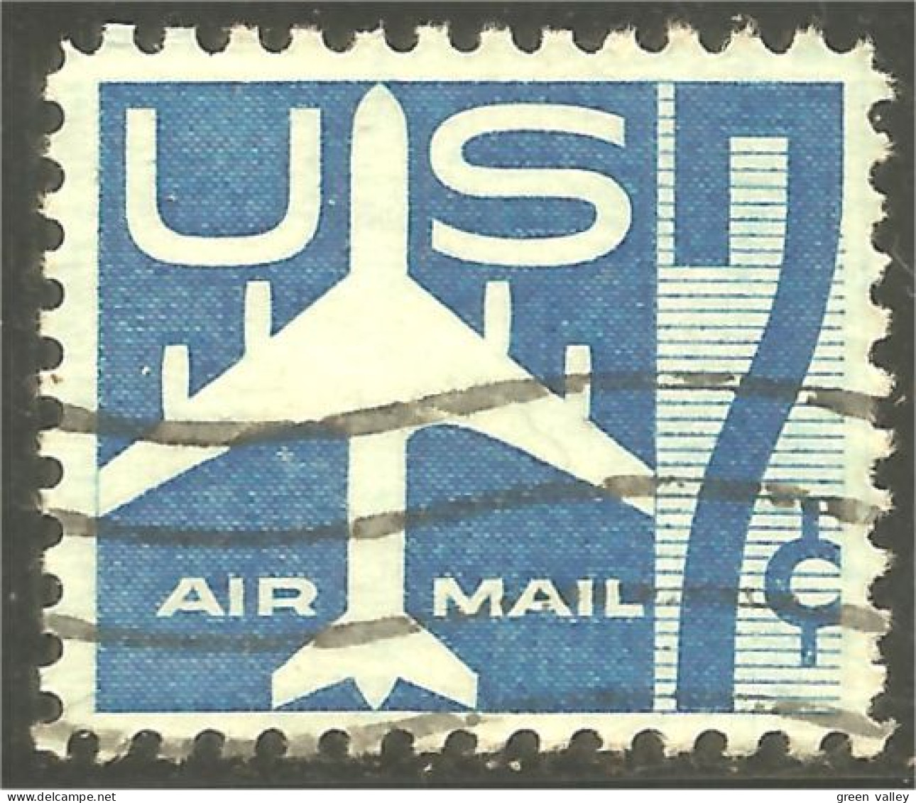 XW01-0445 USA 1958 Airmail Silhouette Avion Airplane Airliner Flugzeug Aereo 7c Blue - Airplanes