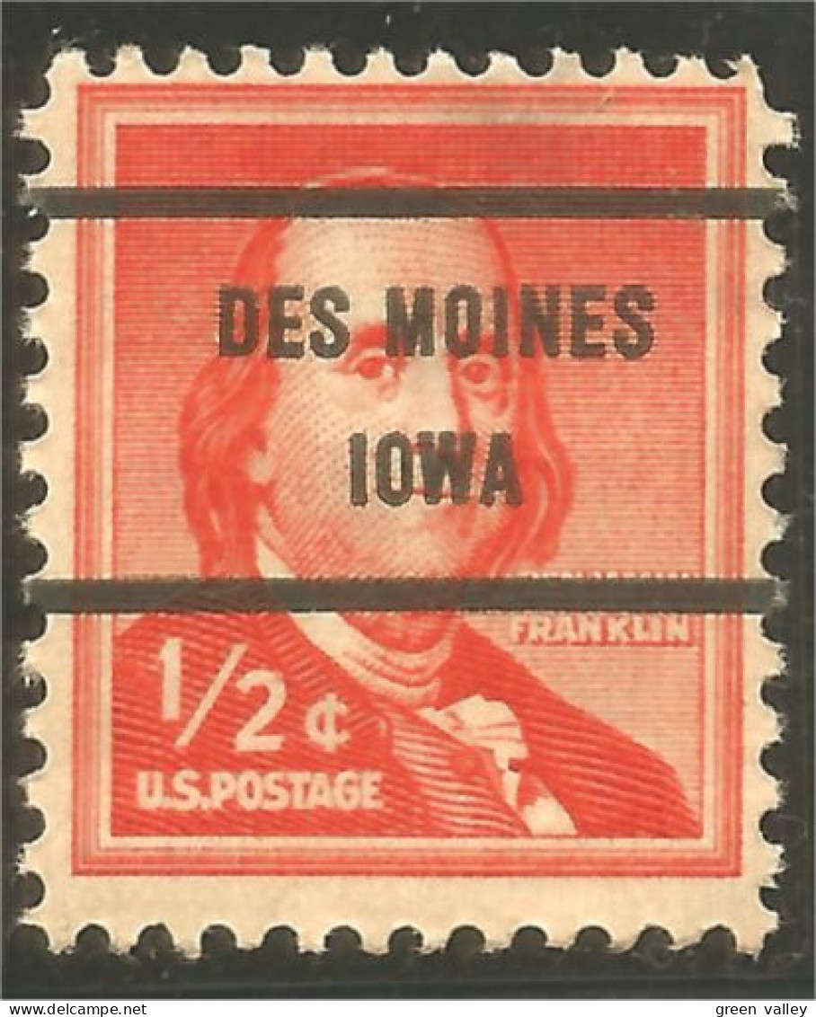 XW01-0438 USA President Benjamin Franklin Precancel DES MOINES / IOWA Original Gum - Vorausentwertungen