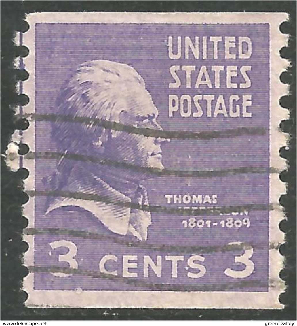 XW01-0385 USA President Thomas Jefferson 3c Violet Roulette Coil - Sonstige & Ohne Zuordnung
