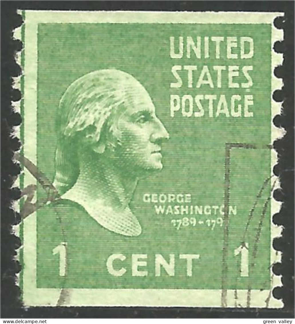 XW01-0367 USA President George Washington 1c Vert Green Roulette Coil - Roulettes