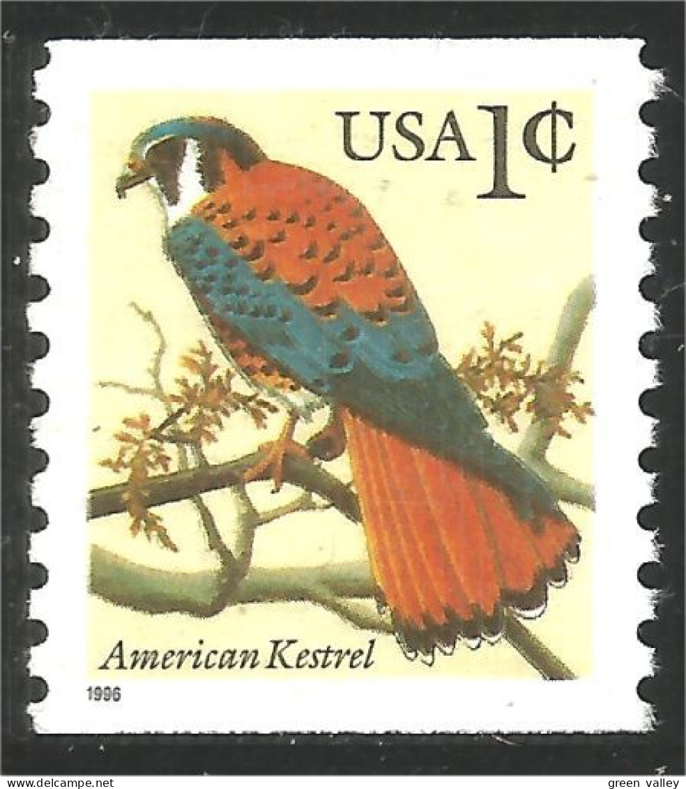 XW01-0354 USA American Kestrel Oiseau Bird Rapace Raptor Crécerelle D'Amérique Coil Roulette No Gum - Adler & Greifvögel