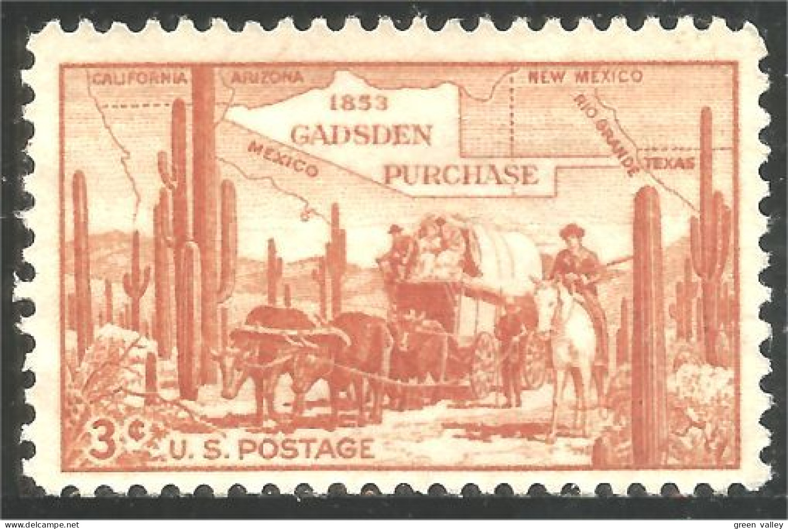 XW01-0344 USA Gadsden Purchase Cactus Cactii Cheval Horse Vache Coe Kuh Pferd Boeuf Ox No Gum - Autres & Non Classés