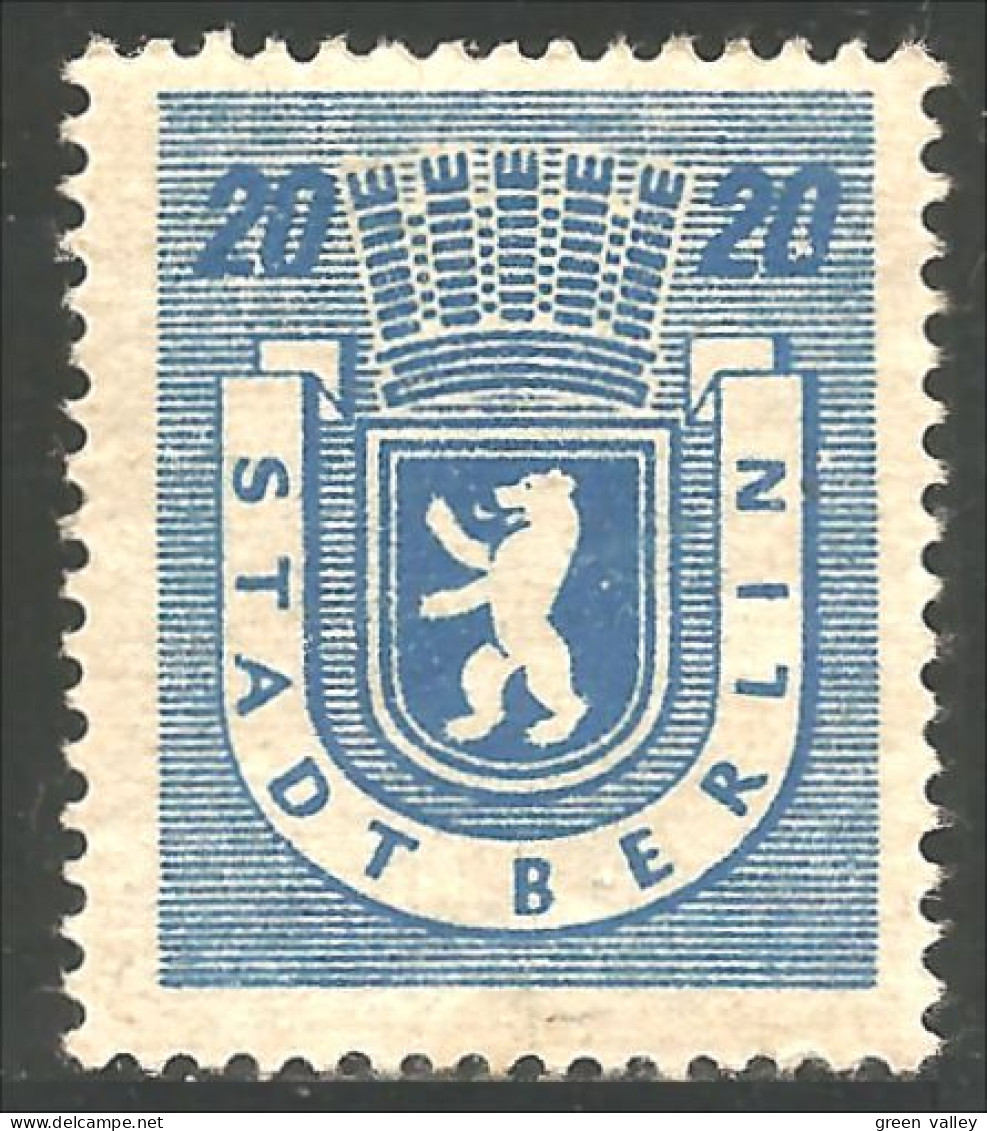 XW01-0309 Germany Stadt Berlin 20 Pf Ours Bear Orso Oso Bar MH * Neuf - Ours