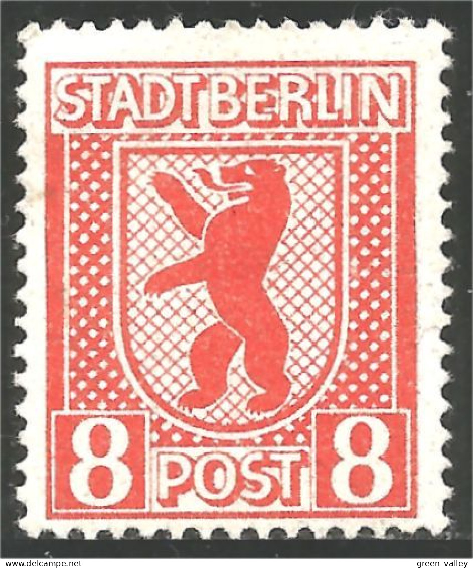 XW01-0308 Germany Stadt Berlin 8 Pf Ours Bear Orso Oso Bar No Gum - Osos