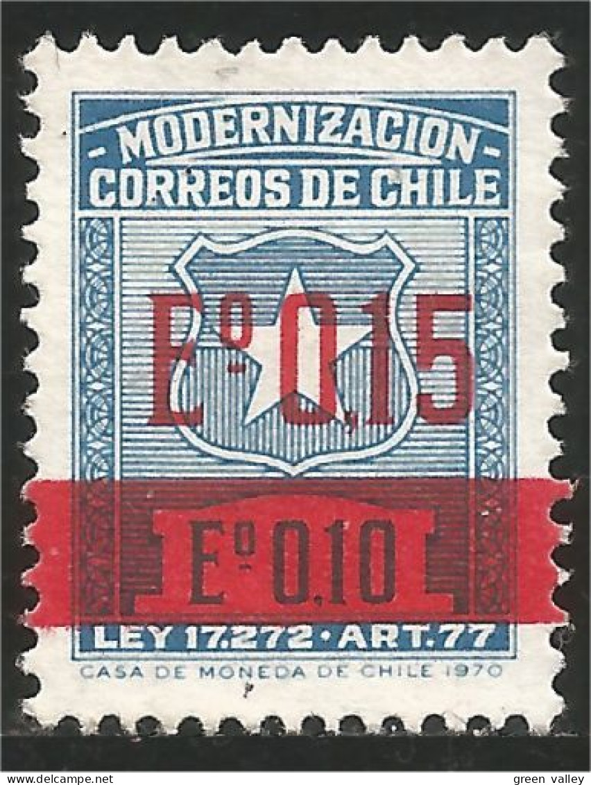 XW01-0126 Chili Armoiries Coat Arms Surcharge 0.15 No Gum - Chile