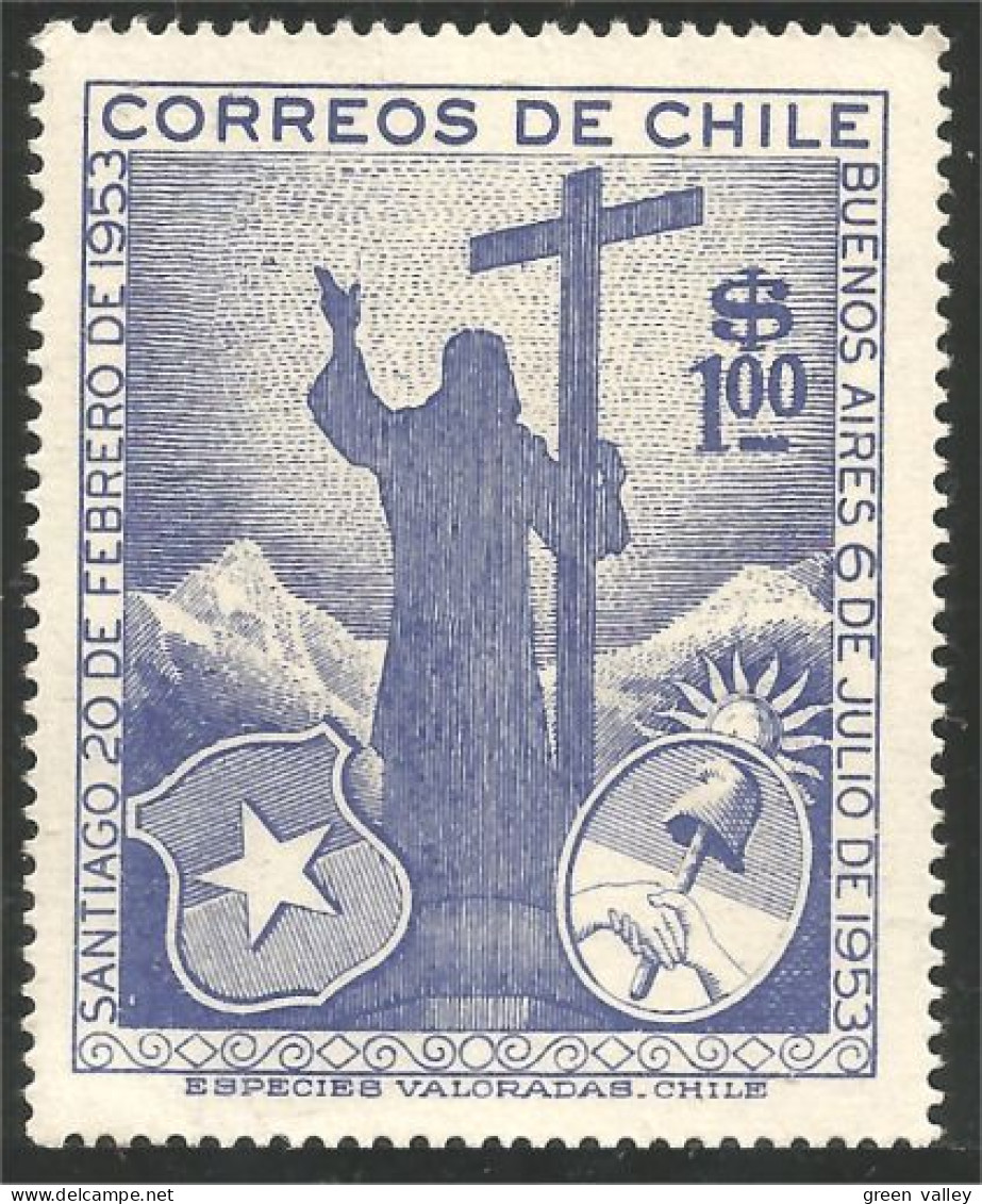 XW01-0114 Chili Santiago Buenos Aires 1953 Armoiries Coat Arms MH * Neuf - Timbres