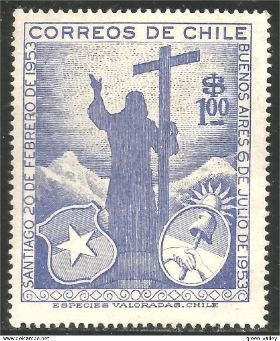 XW01-0113 Chili Santiago Buenos Aires 1953 Armoiries Coat Arms MH * Neuf - Chili