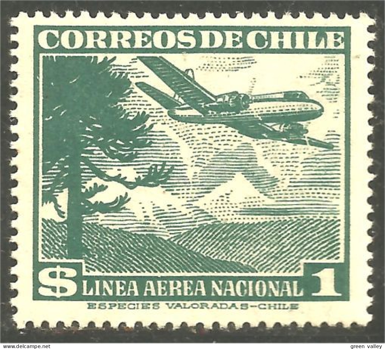 XW01-0088 Chili Avion Airplane Flugzeug Aereo Aviation 1 Esc Arbre Tree MNH ** Neuf SC - Flugzeuge