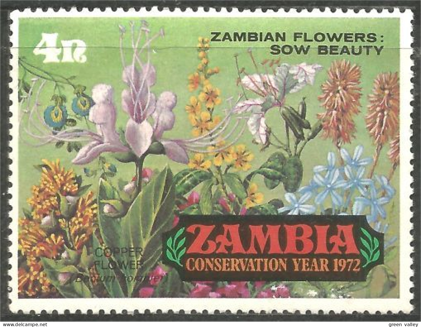 XW01-0921 Zambia Fleur Sow Beauty Flower Blume MH * Neuf - Otros & Sin Clasificación