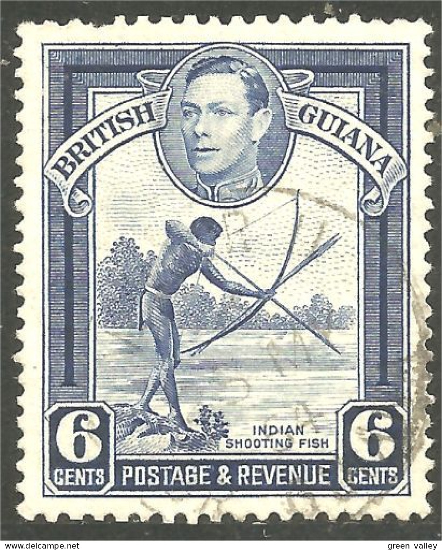 XW01-0867 British Guiana 1938 6c Indien Indian Fish Poisson Tir Arc Archery Arch Bow Arrow Flèche - Otros & Sin Clasificación