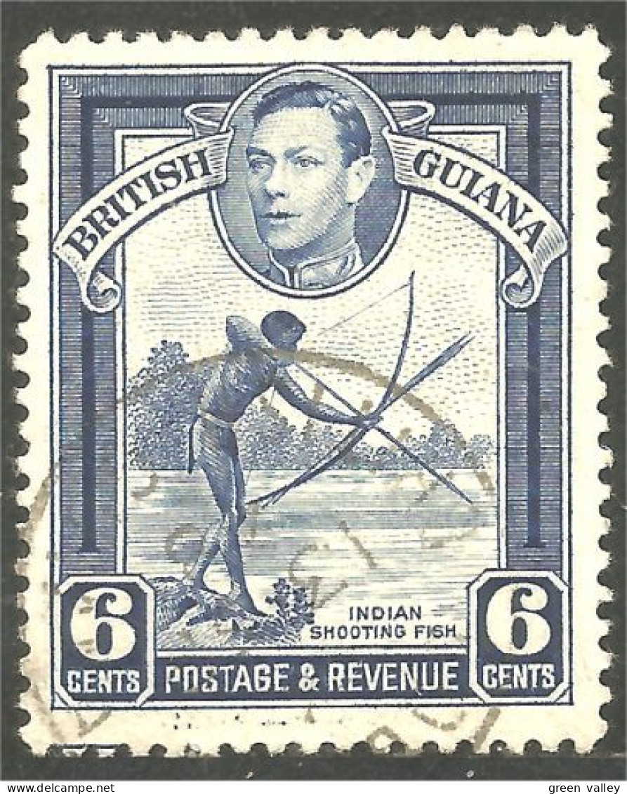 XW01-0865 British Guiana 1938 6c Indien Indian Fish Poisson Tir Arc Archery Arch Bow Arrow Flèche - Alimentation