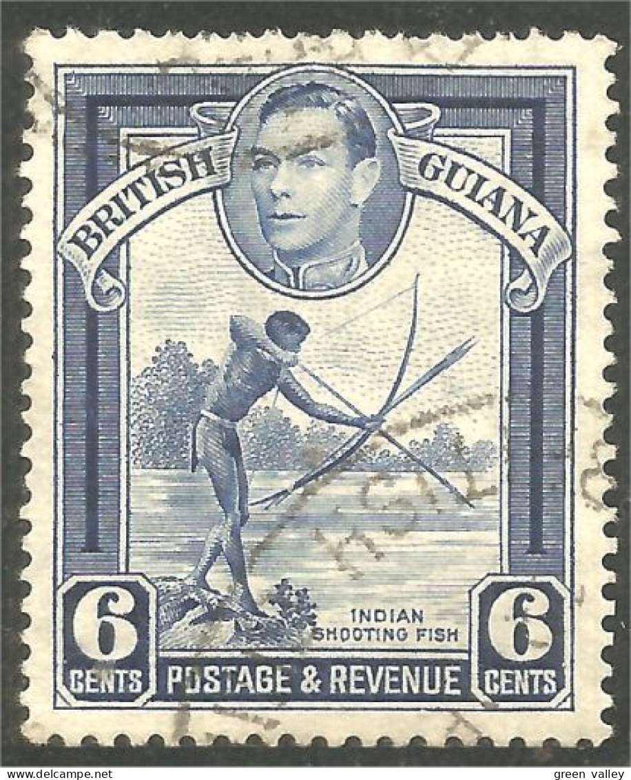 XW01-0864 British Guiana 1938 6c Indien Indian Fish Poisson Tir Arc Archery Arch Bow Arrow Flèche - Guyane Britannique (...-1966)