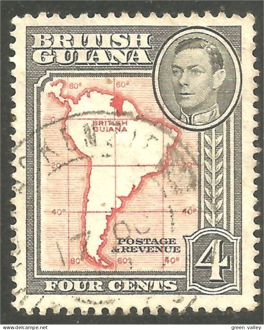 XW01-0863 British Guiana 1938 4c Carte Amérique Sud South America Map - Géographie