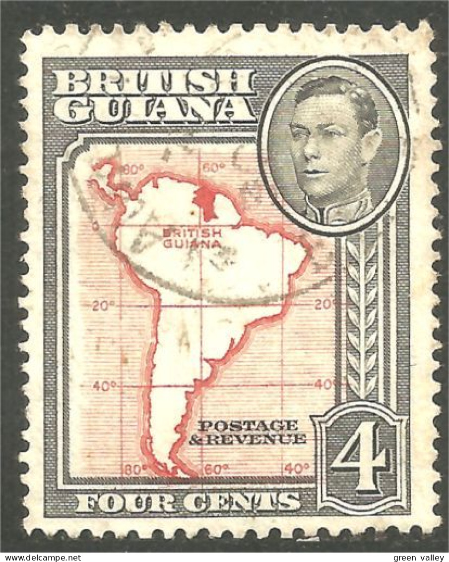XW01-0862 British Guiana 1938 4c Carte Amérique Sud South America Map - British Guiana (...-1966)