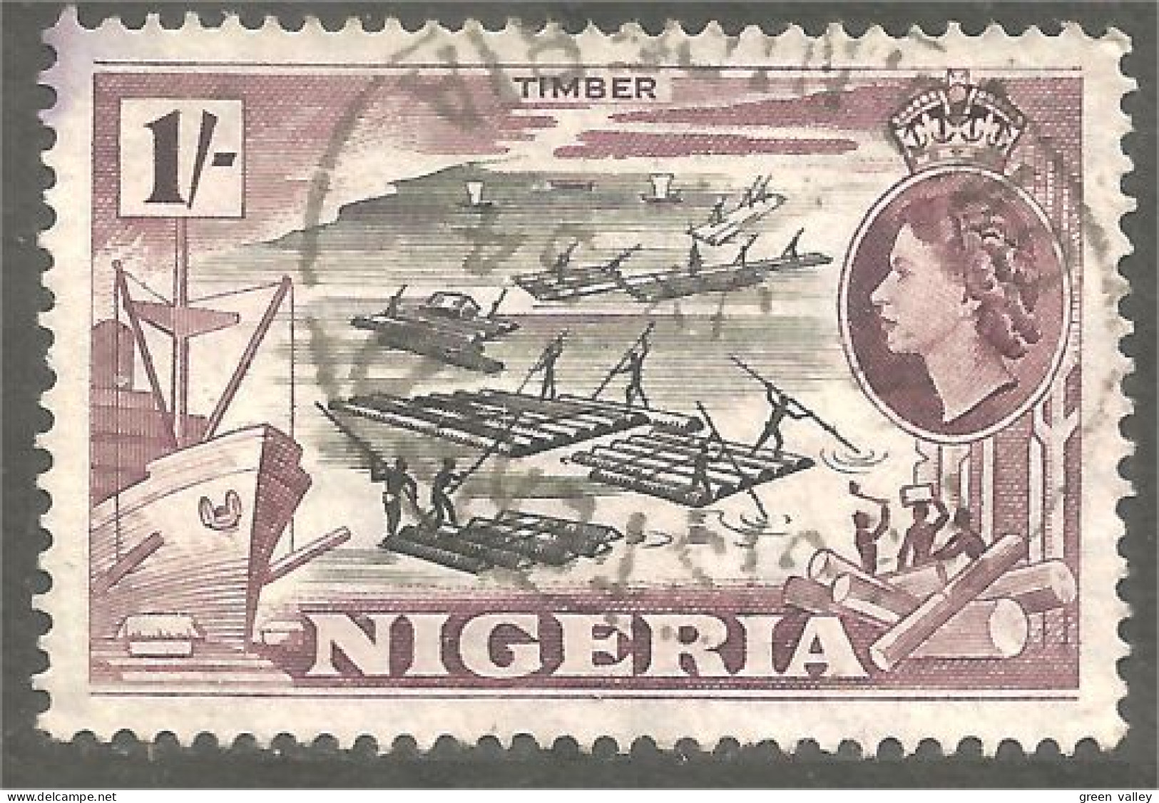 XW01-0746 Nigeria Timber Bois Tree Arbre Bateau Grumier Ship Boat  - Nigeria (...-1960)