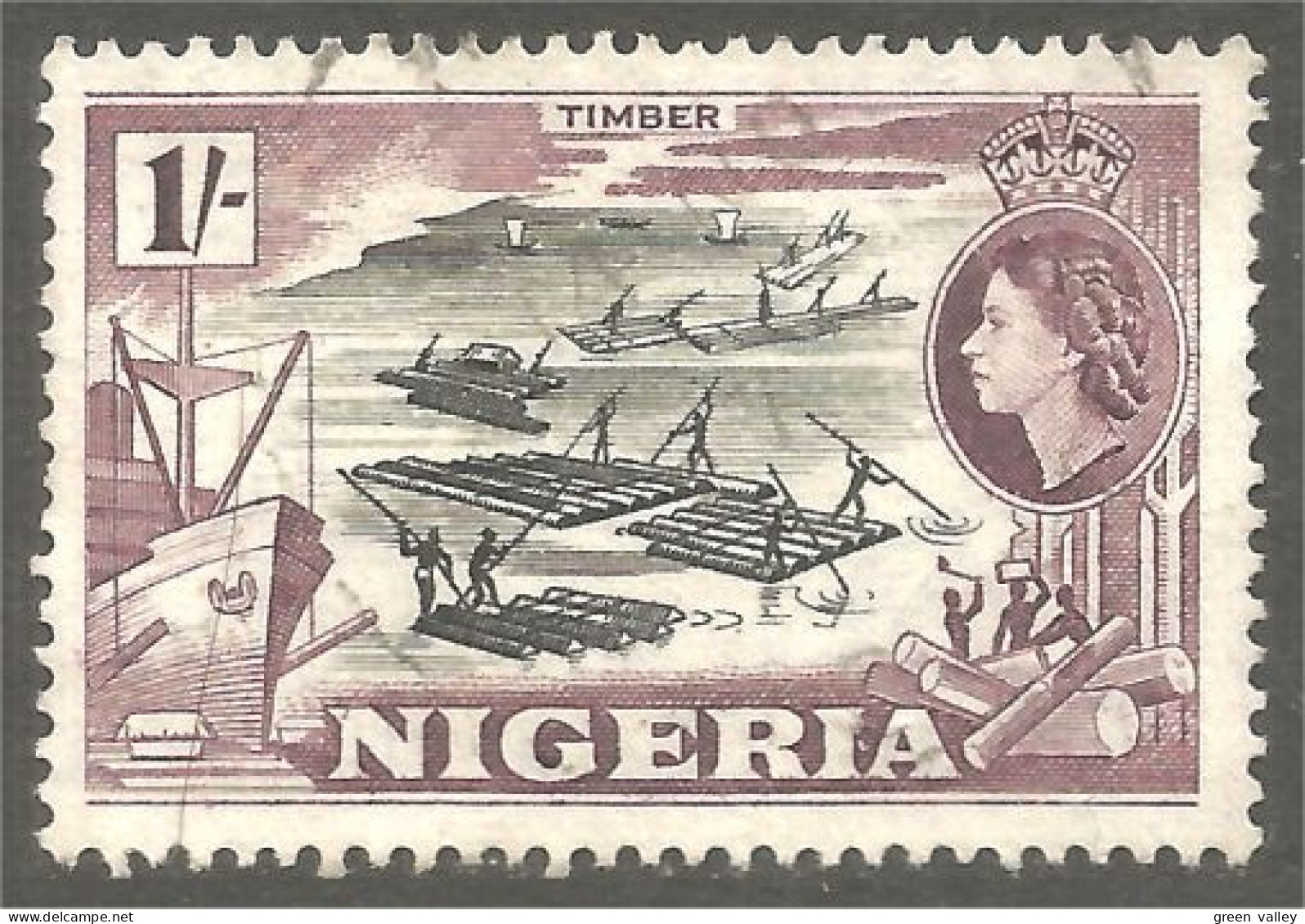 XW01-0747 Nigeria Timber Bois Tree Arbre Bateau Grumier Ship Boat  - Trees