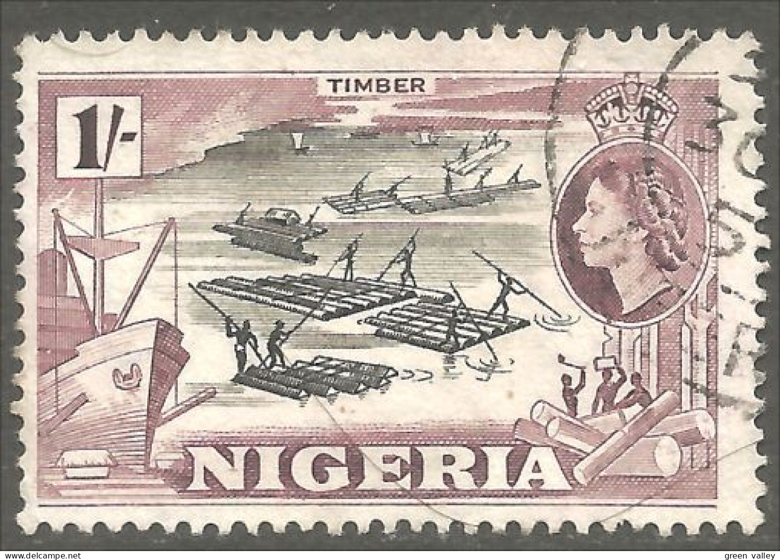 XW01-0748 Nigeria Timber Bois Tree Arbre Bateau Grumier Ship Boat  - Boten