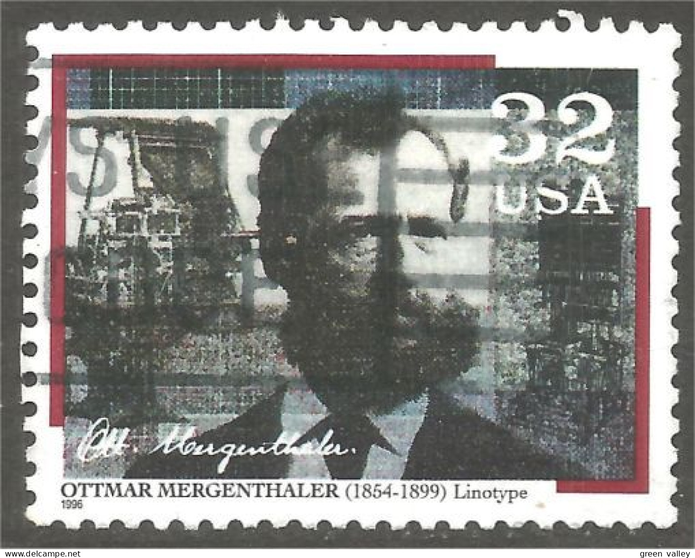 XW01-0672 USA 1996 Pioners Communication Pionniers Ottmar Mergenthaler Inventor Linotype - Other & Unclassified