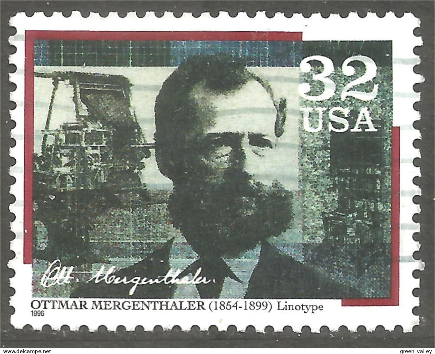 XW01-0671 USA 1996 Pioners Communication Pionniers Ottmar Mergenthaler Inventor Linotype - Gebraucht