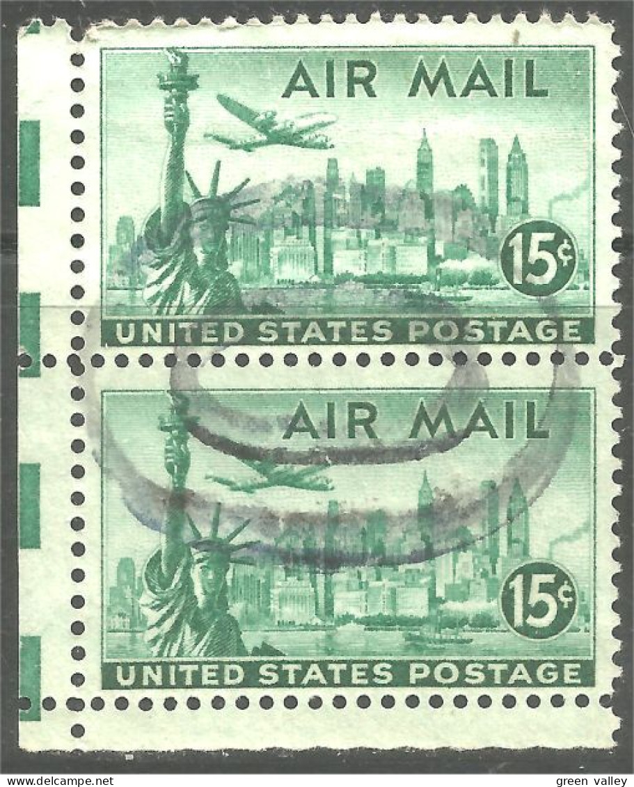 XW01-0626 USA 1947 Statue Of Liberty New York 15c Avion Airplane Coil Roulette Paire - Autres & Non Classés