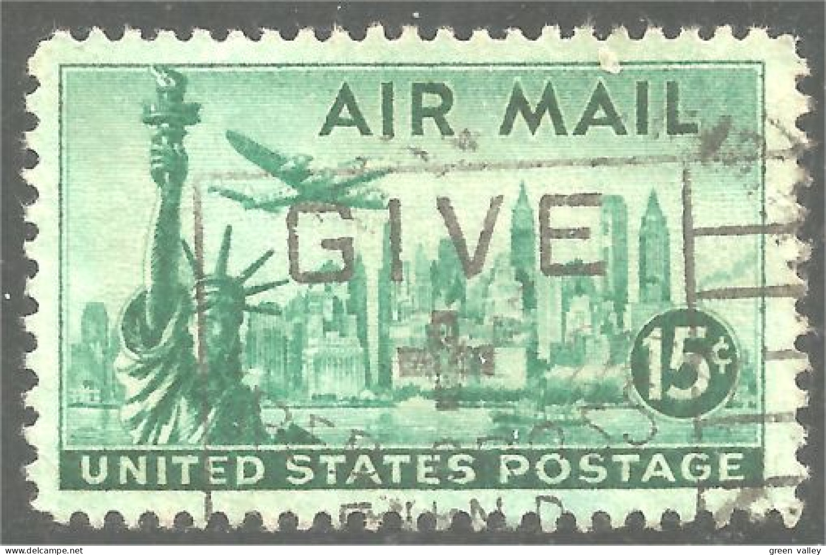 XW01-0623 USA 1947 Statue Of Liberty New York 15c Avion Airplane - 2a. 1941-1960 Oblitérés