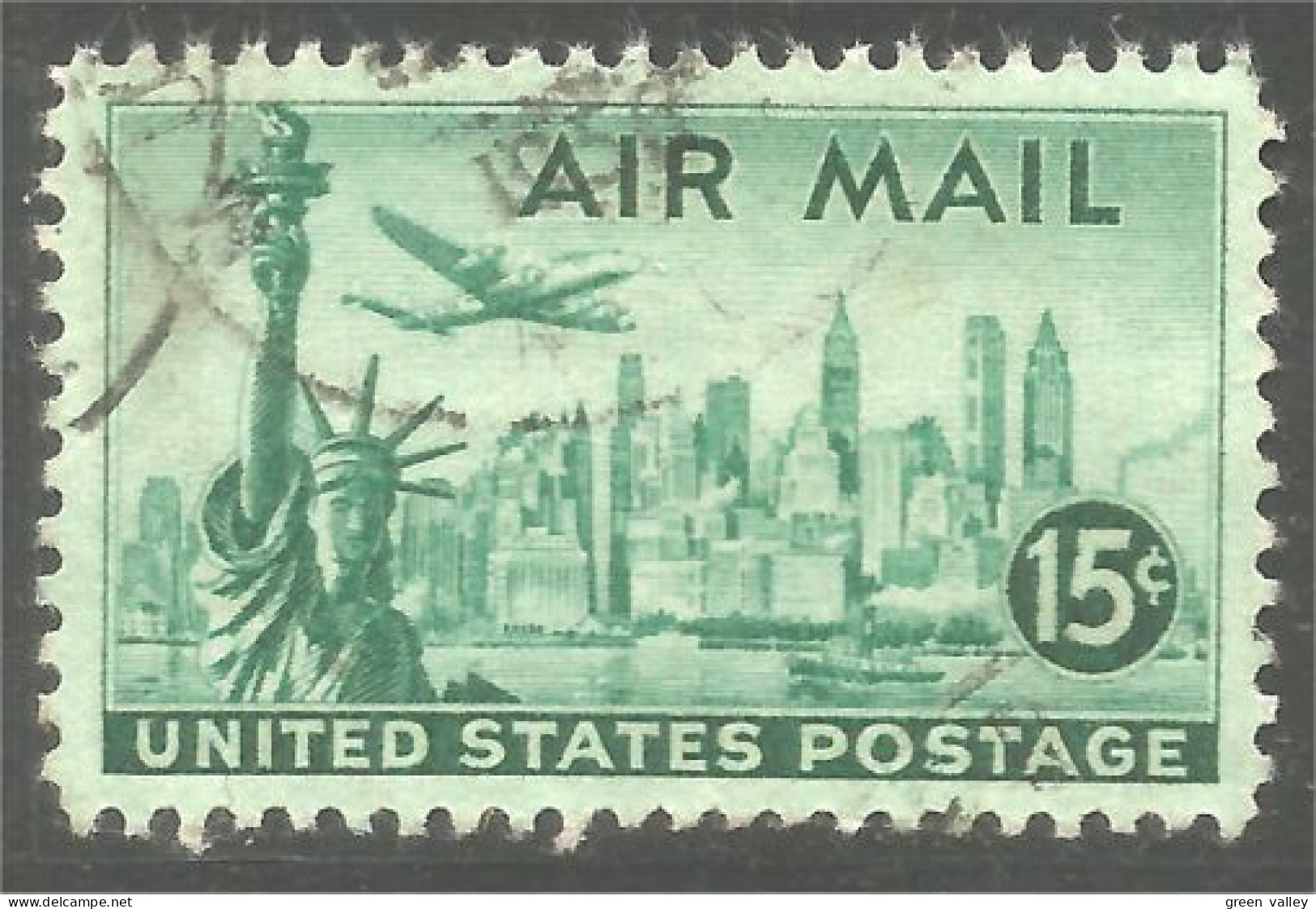 XW01-0624 USA 1947 Statue Of Liberty New York 15c Avion Airplane - 2a. 1941-1960 Used