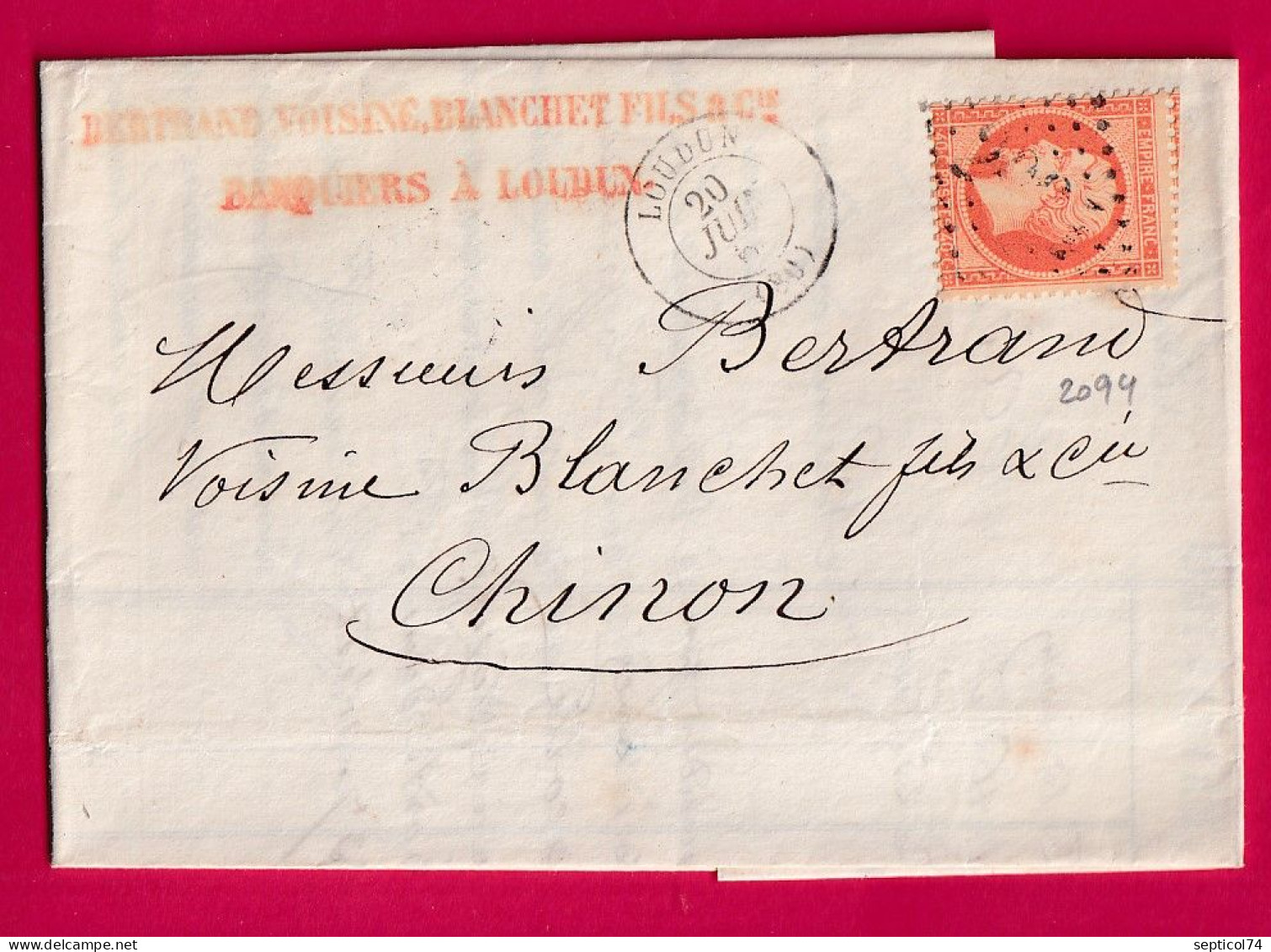 N°23 GC 2094 LOUDUN VIENNE POUR CHINON LETTRE - 1849-1876: Klassik