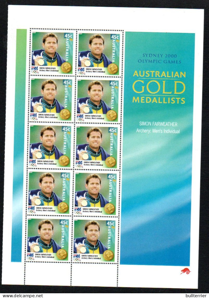 SPORTS  - AUSTRALIA - 2000 - OLYMPICS WINNER FAIRWEATHER SHEETLET OF 10  MINT NEVER HINGED - Archery