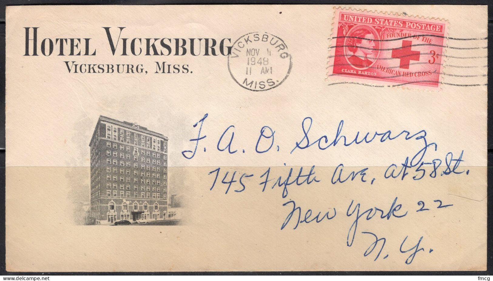 1948 Vicksburg Mississippi (Nov 11) Hotel Vicksburg - Covers & Documents