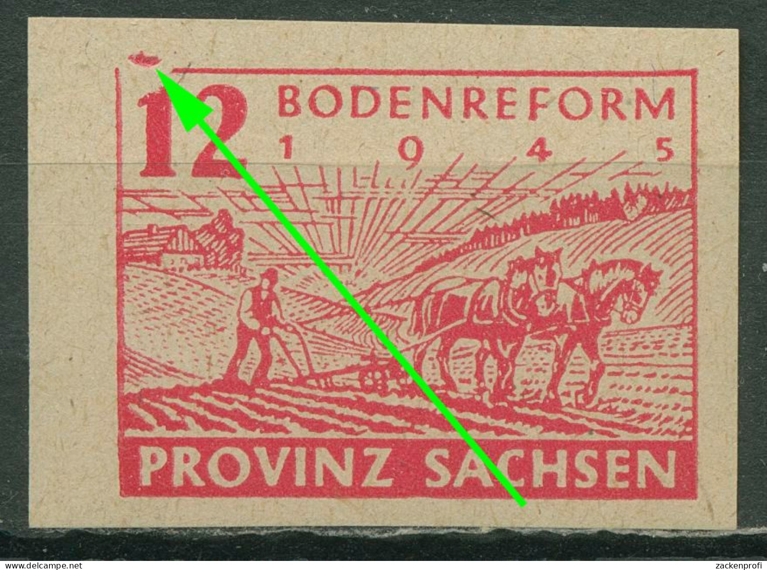 SBZ Provinz Sachsen 1945 Bodenreform Mit Plattenfehler 86 Wa I Postfrisch - Autres & Non Classés