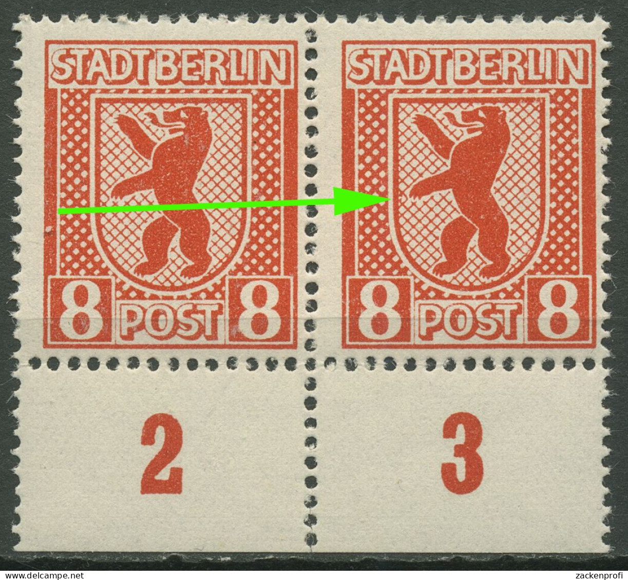 SBZ Berlin & Brandenburg 1945 Freimarke Mit Plattenfehler 3 A Vx V Postfrisch - Berlin & Brandebourg